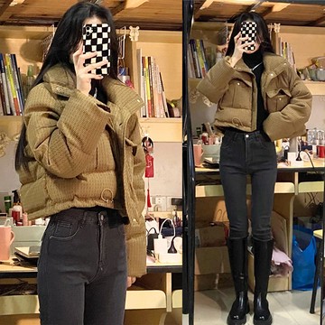 【韓國K.W.】KMM3377韓國進口頂極可愛羽絨服小香風學院風暖外套(保暖外套/中長款/過膝外套)