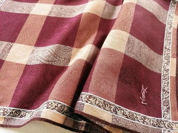 Yves Saint Laurent 古董男仕手帕 佩斯利圖騰 19 x 19 英吋