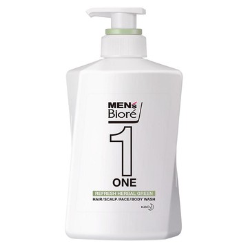 [家速配]MENS Biore ONE 髮顏體全效潔淨露-爽勁草本480ml