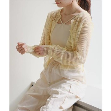 ka元氣少女bi備 兩面穿 疊穿神器 百搭網眼衫上衣開衫 X