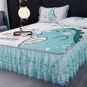 台灣出貨高檔乳膠涼席三件套可機洗冰絲席蕾絲床裙床罩傢用可折疊防滑席子