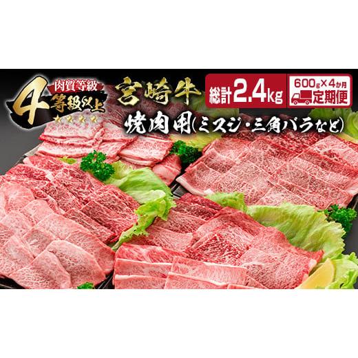 ふるさと納税 宮崎県 日南市 ≪4か月お楽しみ定期便≫宮崎牛焼肉バラエティセット(総重量2.4kg)　肉　牛　牛肉　国産 IH1-23