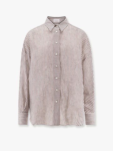 Striped linen and silk shirt - BRUNELLO CUCINELLI - gender_Woman