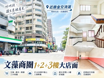 店面不只一樓｜文藻鼎中商圈1+2+3樓大空間｜高雄市三民區鼎中路