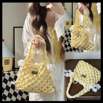 材料包🍋手工鉤針編織夏季四葉芭蕾風手腕包diy材料包星空閃線 手作包包毛線編織 解悶打發時間 鉤針美勞作業
