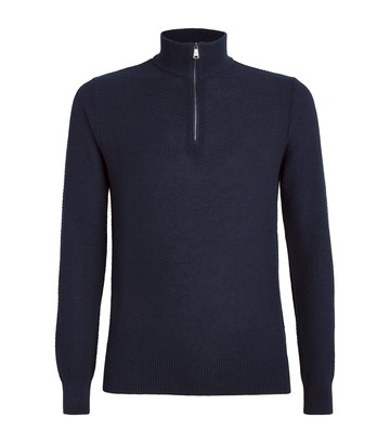 Ralph Lauren Purple Label Silk-Cotton Knit Quarter-Zip Sweater