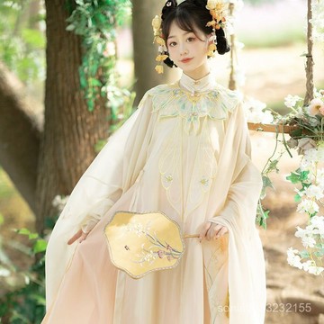 隱藏爆款💎 漢服親子裝 母女秋裝 明製斜襟 改良大袖衫 中國風 雲肩 蝶羽 刺繡 古裝 拍照服