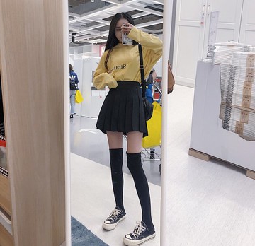 學生百褶裙黑色a字半身裙女夏季年新款裙子高腰顯瘦百搭短裙