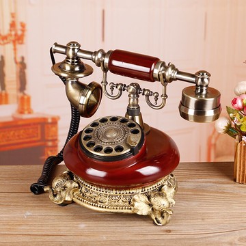 TQJ歐式大象仿古電話機金屬旋轉撥盤裝飾復古固話座機機械鈴聲