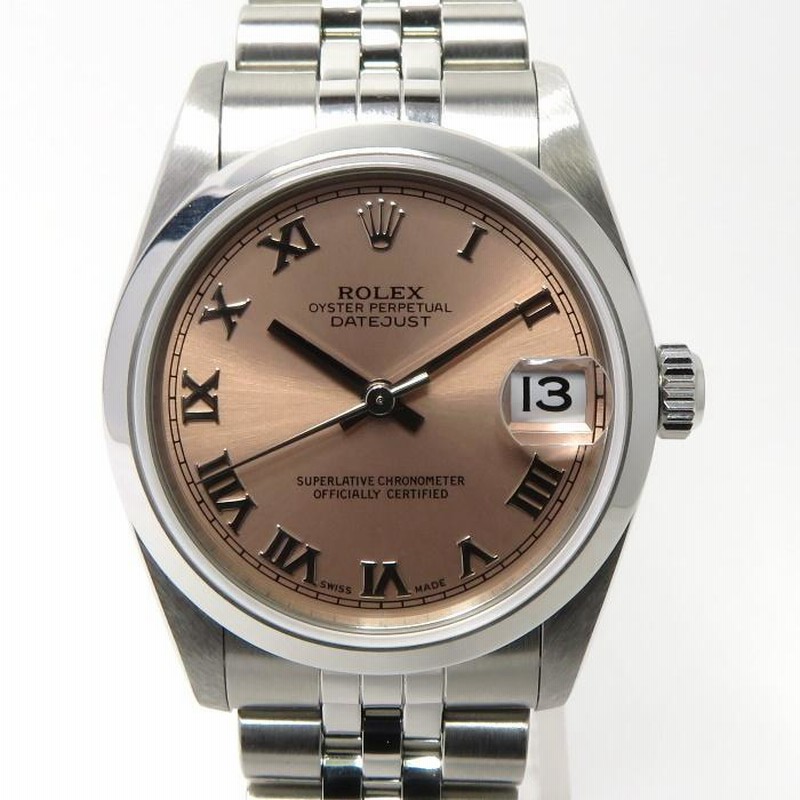 中古】ROLEX デイトジャスト ピンクローマン SS 自動巻き ボーイズ腕時計 ピンク文字盤 78240 A番 | LINEショッピング