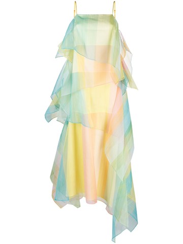 STAUD - Kyla asymmetric tiered maxi dress - women - Polyester/Polyester - XS - Yellow