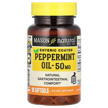 Mason Natural, 胡椒薄荷油，腸溶衣，50 毫克，90 粒軟凝膠