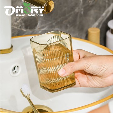 OMORY輕奢透明方形漱口杯-藤黃