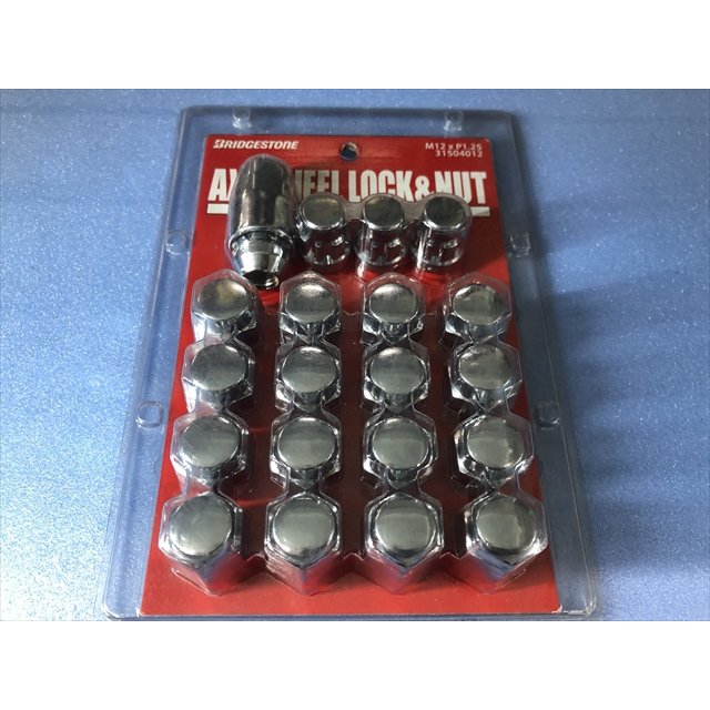 ブリヂストン製 AXWHEEL LOCK&LUG NUTS SET ロックナットSET M12 P1.5 21HEX メッキ 袋ナット 20