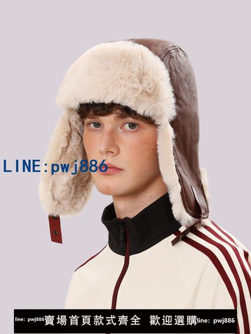【店家補貼】毛絨雷鋒帽男女秋冬加厚保暖護耳防風防寒情侶加絨復古皮革飛行帽
