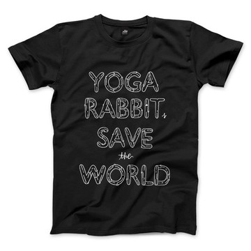 YOGA RABBITS SAVE the WORLD - 黑 - 中性版T恤