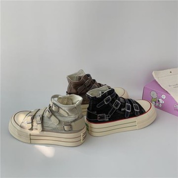 遠波2024秋季新款高幫帆布鞋女厚底學生韓版百搭運動板鞋女鞋5297