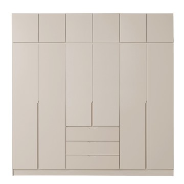 直人木業-RJ現代奶油風高被櫥開門衣櫃組240公分(單吊+雙吊+三抽)