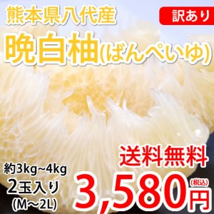 晩白柚 みかん ばんぺいゆ 訳あり 送料無料 約3kg～4kg 2玉入 M～2Lサイズ 世界最大級の柑橘 熊本県八代産 蜜柑 ミカン