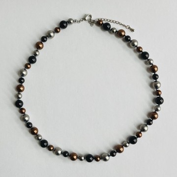 玻璃珍珠混色全珠串項鍊 / 8mm 約 43cm + 5cm / 都市混色 / 日本製造