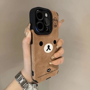 輕松熊表情蘋果16手機殼iphone適用15promax保護套14pro全包13防摔12男女11硅膠x軟8新款7翻毛羊皮xr小眾高級