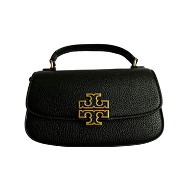 TORY BURCH Britten 經典金屬鏤空Logo磁扣開合頂部提手可調節肩帶 荔枝紋皮革 女款迷你單肩斜跨斜背包 手提包 149645~【 購物節優惠 ★ 菲尼斯 國際精品 3折起 】