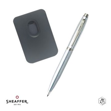 【SHEAFFER】100系列銀原子筆+手機磁性卡夾禮盒 免費刻字(原廠正貨)
