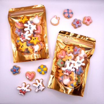 【溫蒂泡芙】天然梔子花色粉糖霜餅乾-迷你小金袋款/收涎餅乾