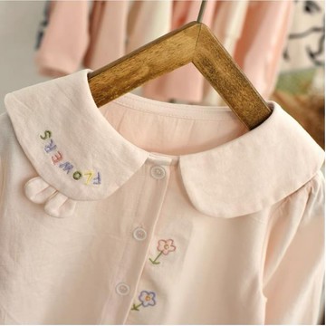 寶寶長袖襯衣純棉上衣秋季洋氣百搭衣服2023新款女童翻領襯衫