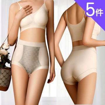 【Aosimane 奧斯曼】簡約風浮雕織紋塑型內褲/無痕內褲/收腹提臀/高腰內褲(5件組/顏色隨機)