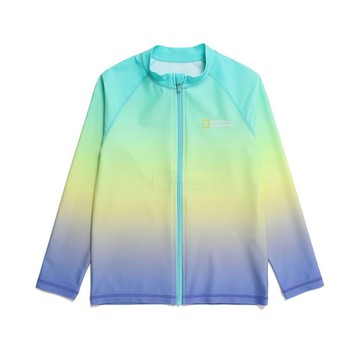 童裝 漸層LOGO 拉鍊 防曬衣 - 薄荷綠色
