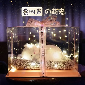 免運 臺現💕會叫萌寵 畢業禮物 生日禮物女生送閨蜜仿真貓咪玩偶禮盒 情人節送小女孩8歲實用伴手