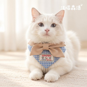 【汪喵森活】 水手蝴蝶結 格子三角領巾 學院復古風 寵物領巾 寵物圍兜 柯基 法鬥 柴犬 比熊 貓狗領巾 貓咪 米克斯
