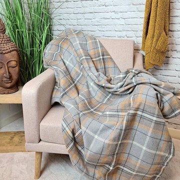 法蘭絨保暖披肩毯 格紋 柔軟親膚 膝蓋毯  海德公園 灰色  1條