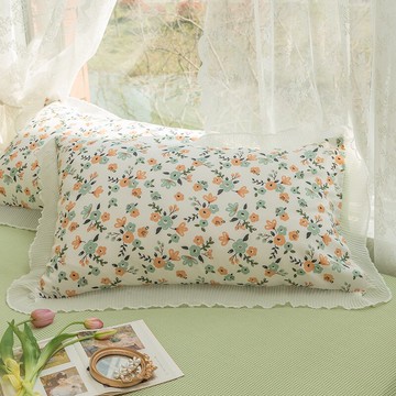 水洗棉枕套一對裝田園風枕頭套48x74cm花邊少女心枕芯套學生宿舍