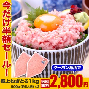 ＼半額クーポン利用で⇒2,800円！／とろける極上ねぎとろ業務用たっぷり500g（約5人前）×2個セット　食べ放題♪ ネギトロ まぐろ たたき