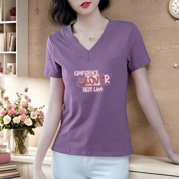V領貨物 夯貨♡韓版薄款T恤V領夏裝顯瘦百搭神器 短袖衣服 女生t恤 貨物T恤 V領T恤 印花上衣 JV114