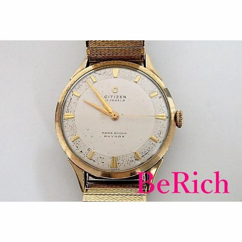 シチズン CITIZEN PARA SHOCK PHYNOX 手巻き 17石 メンズ 腕時計 14K 
