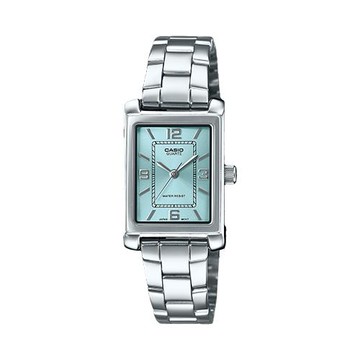 【CASIO 卡西歐】氣質首選-方形指針女錶 典雅刻度 湖水藍  (LTP-1234DD-2A)