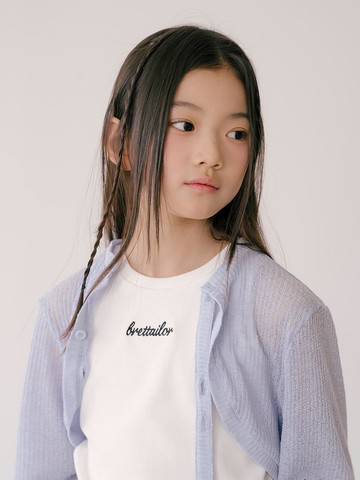 Bretzel embroidered sleeveless ribbed tee [WHITE]