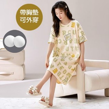 [韓國K.W.]韓國空運流行現代莫代爾洋裝(居家服/家居服/睡衣/睡裙/涼感睡衣)X24212