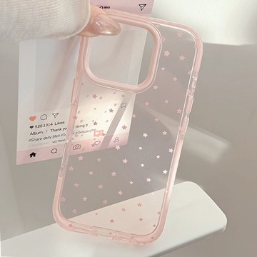 ✨手機保護殼✨少女粉星星適用蘋果16promax手機殼iPhone17防摔15全包14小眾11韓