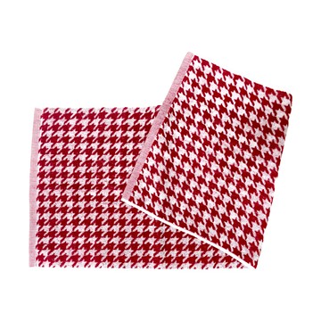 LIFE 來福牌 千鳥格緹花毛巾 紅色 76 x 33cm 超柔軟精梳棉面巾  1條