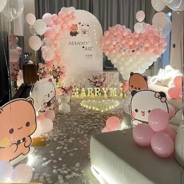 台灣出貨 一二布布求婚室內佈置表白客廳網紅訂婚場景裝飾浪漫氣球告白套餐