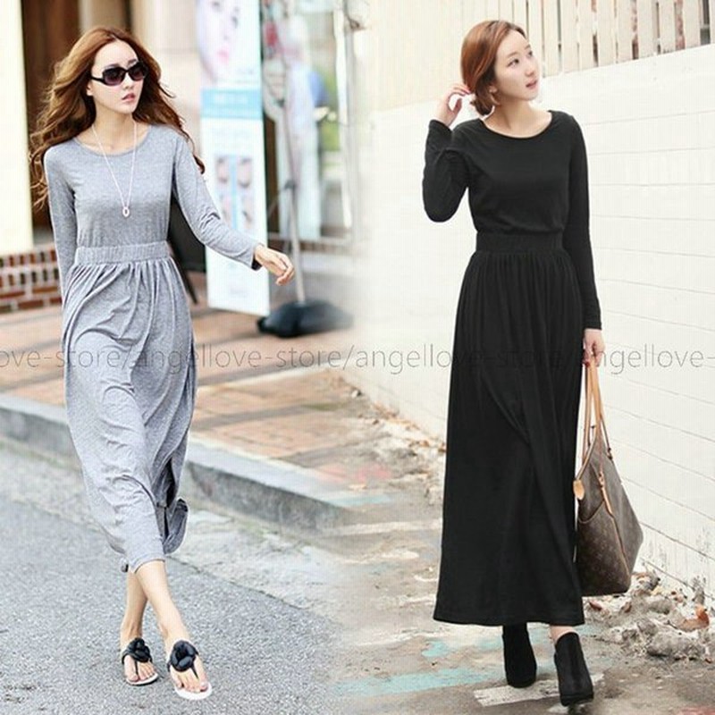 秋冬 ワンピース レディース ワンピ Aライン 無地 長袖 Tシャツワンピース ロングワンピース カジュアル 着痩せ ルームウェア 黒ワンピース 通販 Lineポイント最大0 5 Get Lineショッピング