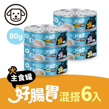 【耐吉斯】好腸胃主食罐-混搭6入(全齡犬) 80克(不挑款)(狗主食罐)