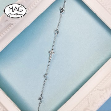 18K白金天然鑽石十字架專屬字母手鍊