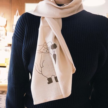 【倉敷意匠】中西直子 虎斑貓BonBon 圍巾 99236