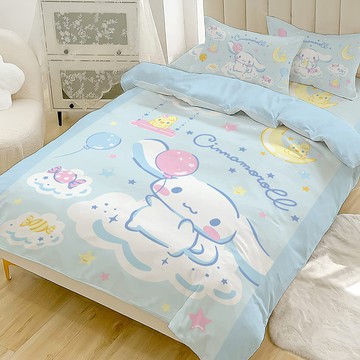 戀家小舖 磨毛卡通 床包含二件枕套  床墊套 + 枕套組  雙人加大  大耳狗 雲之國度
