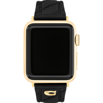 COACH Apple Watch 錶帶 38/40/41mm適用 黑色菱格紋矽膠錶帶 (不含手錶)